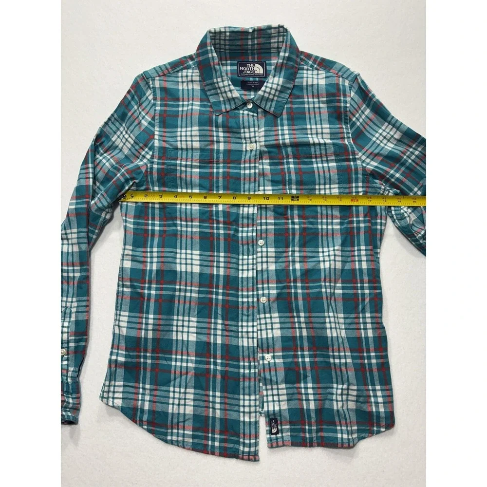 The North Face Shirt Mens Medium Green Plaid Long Sleeve Button Up Cotton Casual